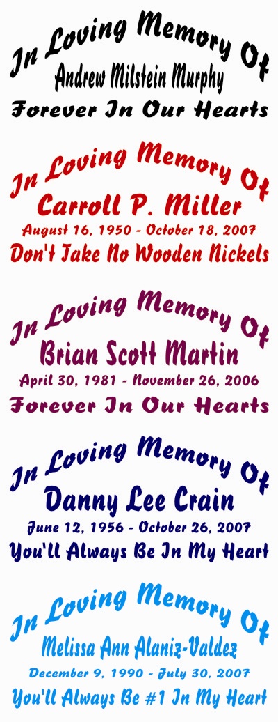 Medium Sized <br>Die-Cut <br>In Loving <br>Memory Decal <br><br>Starting At <br>$15.00 each